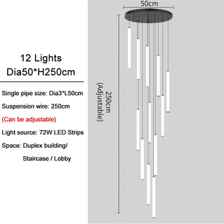 Freeda - LED Hanging Tube Modern Round Chandelier