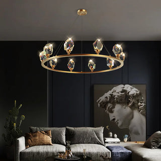 Ammy - Round Gold Crystal Glass Modern Ceiling Light Chandelier