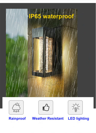 Lainey - Black Caged Crystal Bubble Glass Outdoor Wall Light