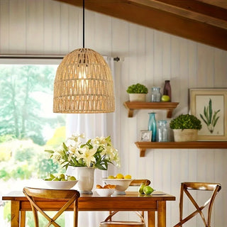 Mesa - Bamboo Weaving Perforated Dome Hanging Pendant Ceiling Light