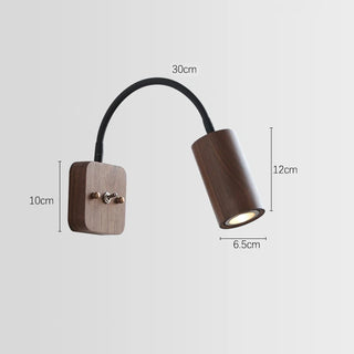 Cirillo - Rotating Walnut Wood Adjustable Reading Wall Light