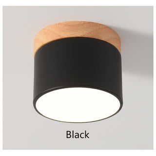 Nicoll - Nordic Wood Style Surface Mounted Round Ceiling Downlight
