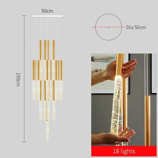 Zevar - Large Long Crystal Chandeliers Hanging Lamp