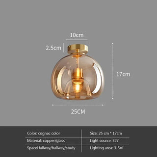 Mollendal - Globe Semi-Flush Mount Glass Ceiling Light with Midnight Black / Gold Fixture