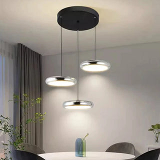 Jolly - Modern Multi Head Black Dish Hanging Round Ceiling Light