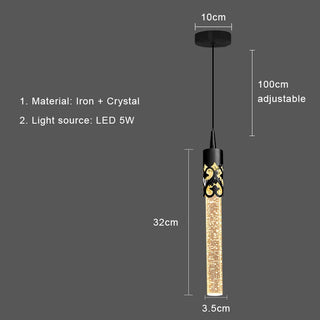 Thunder - K9 Gold Crystal Hanging Tube Chandelier