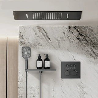 Lazare - Modern Brass Wall Mounted Black Shower System with Thermostatic Controls