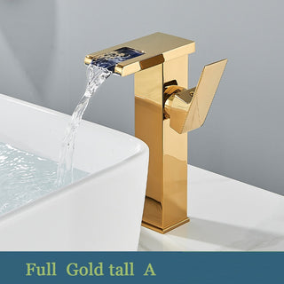 Nicoll - LED Waterfall Matte Black Bathroom Hot and Cold Water Mixer Taps Sink Faucet