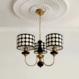 Derya - Abstract Polka Dot Black Gold Hanging Ceiling Light Chandelier