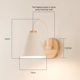 Tishka - Wooden Modern Curved Arm Down Shade Wall Light