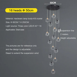 Hoffman - Modern Gold Glass Hanging Round Cluster Chandelier