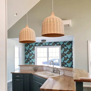 Hamam - Rattan Woven Perforated Dome Bamboo Hanging Pendant Ceiling Light