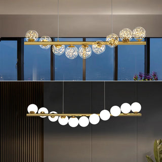 Abeha - Gold Curved Multi Round Glass Line Hanging Ceiling Light Chandelier