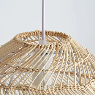 Doha - Natural Bamboo Striped Layered Hanging Pendant Ceiling Light