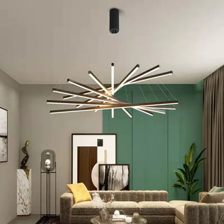Finn - Modern Hanging Thin Black Crossed Bar Ceiling Light Chandelier
