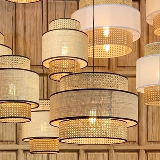 Fasseela - Perforated Handwoven Bamboo Black Hanging Pendant Ceiling Light