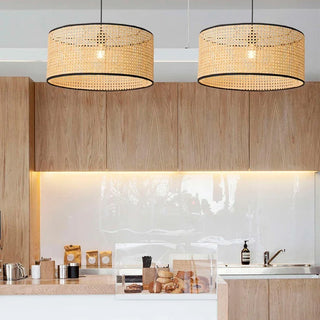 Fasseela - Perforated Handwoven Bamboo Black Hanging Pendant Ceiling Light