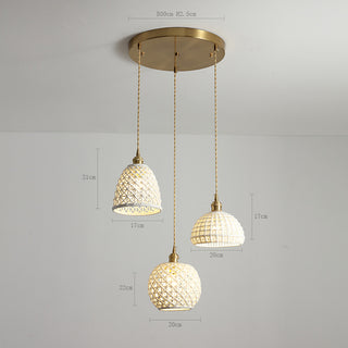 Olga - Modern White Patch Shade Pendant Hanging Round Ceiling Light