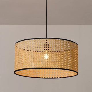 Fasseela - Perforated Handwoven Bamboo Black Hanging Pendant Ceiling Light