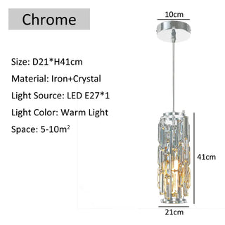 Ronne - Crystal Hanging Long Tube Pendant Ceiling Light