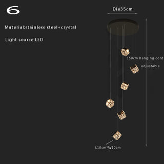 Abby - Crystal Square Box Gold Ceiling Chandelier