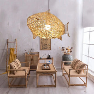 Lata - Modern Carp Creative Fish Art Bamboo Pendant Ceiling Light