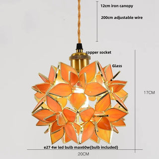 Madrid II - Tiffany Glass Nordic Flower Copper Hanging Pendant Light Fixture