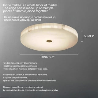 Rozalee - White Spanish Marble Round Flush Mount Ceiling Light