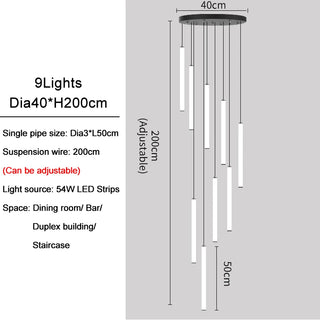 Freeda - LED Hanging Tube Modern Round Chandelier