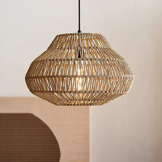 Myriam - Handmade Woven Rattan Round Ceiling Pendant Light