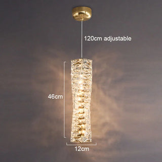 Mafolie - Twisted Crystal Glass Hanging Pendant Ceiling Light