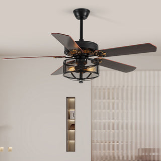 Vissarion - Wooden Blade Crystal Light Ceiling Fan
