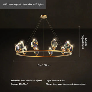 Ammy - Round Gold Crystal Glass Modern Ceiling Light Chandelier