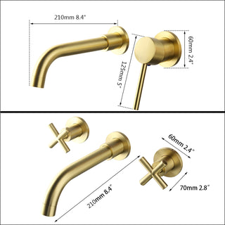 Berniece - Brushed Gold Wall Mounted Basin Tap