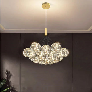 Bella - Clear Glass Multi Bubble Ball Gold Ceiling Light Chandelier