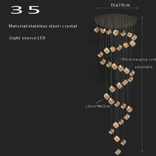 Abby - Crystal Square Box Gold Ceiling Chandelier