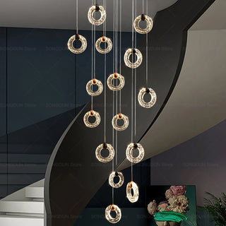 Hoffman - Modern Gold Glass Hanging Round Cluster Chandelier