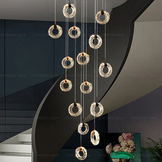 Hoffman - Modern Gold Glass Hanging Round Cluster Chandelier - 25 Heads Spiral / D60CM - Chandeliers - Hominator