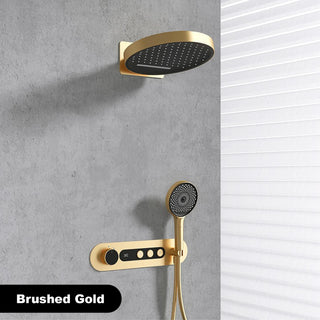 Nerea - Brass Round Waterfall Shower System with Digital Display