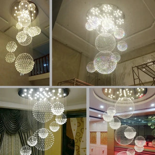 Opal - Spiral Round Crystal Ball Hanging Chandelier