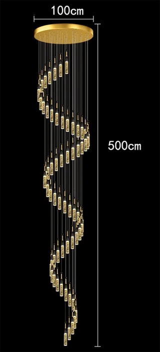 Aaron - Modern Hanging Black & Gold Teardrop Tube Sparkle Chandelier