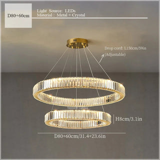 Tabrizi - Crystal Oval Chrome Glass Hanging Ceiling Light Chandelier