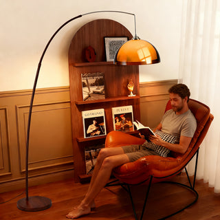 Brunelle modern dark brown acrylic floor lamp with two-tier shade for living room