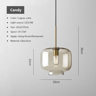 Millie Cognac - Transparent Glass Bubble Led Pendant Lights