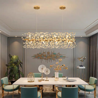 Orhan - Glass Dandelion Gold Frame Round Clear Crystal Ceiling Light Chandelier