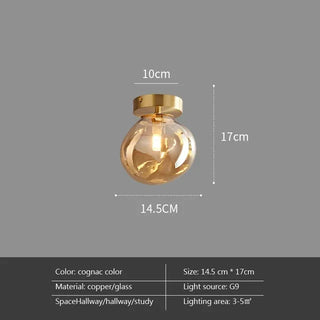 Mollendal - Globe Semi-Flush Mount Glass Ceiling Light with Midnight Black / Gold Fixture