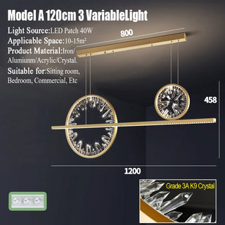 Oriana - Round Crystal Multi Clock Gold Chandelier