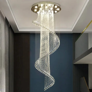 Luciana - Crystal LED Spiral Round Silver Ceiling Chandelier