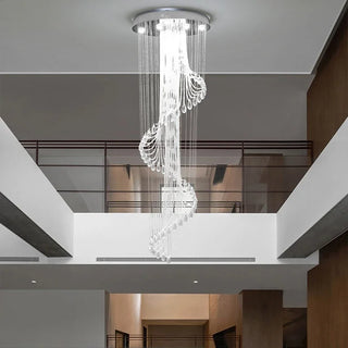 Luciana - Crystal LED Spiral Round Silver Ceiling Chandelier