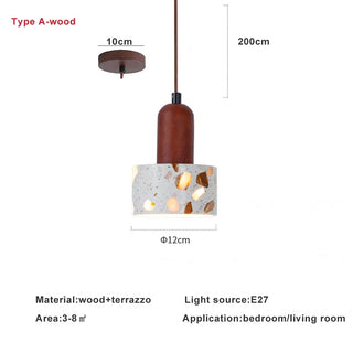 Navarre - Japanese Minimalist Walnut Brown Marble Hanging Pendant Ceiling Light